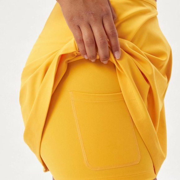 LE Girlfriend Collective Weekend Wrap Skort in Citrine - Picture 3 of 6